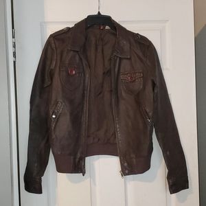 Leather pilot bomber jacket